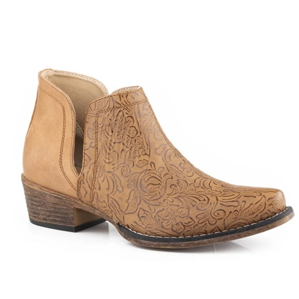 Roper Ava Emboss (Tan) - Women's Cowgirl Boot