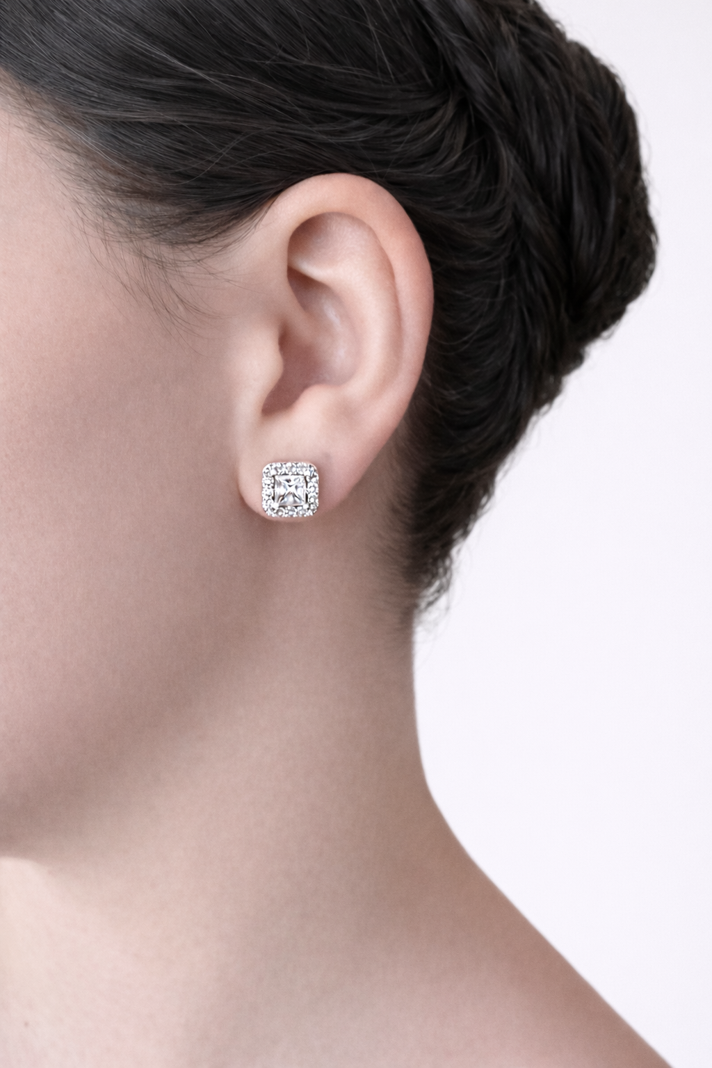 Olivia Emerald Halo Earrings in Crystal Clear