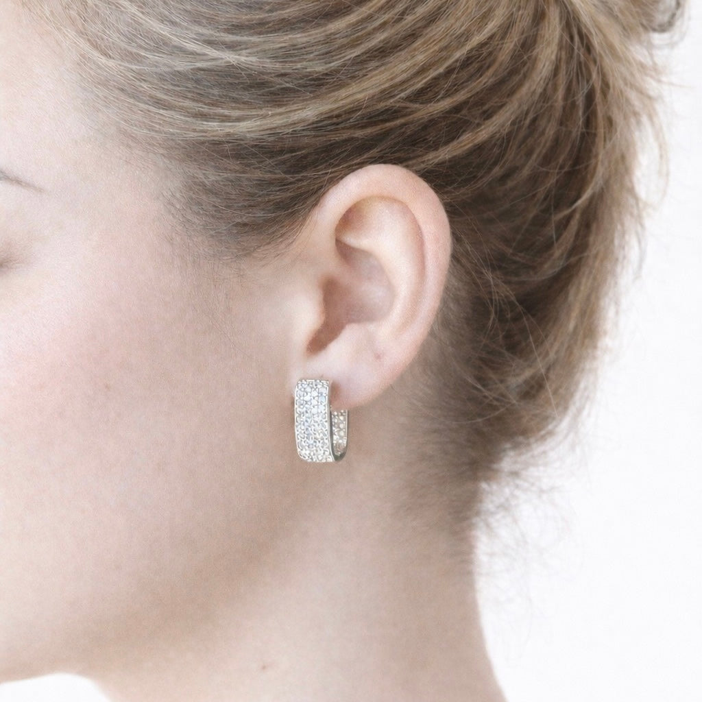 Vivienne Pave Hoops- Silver