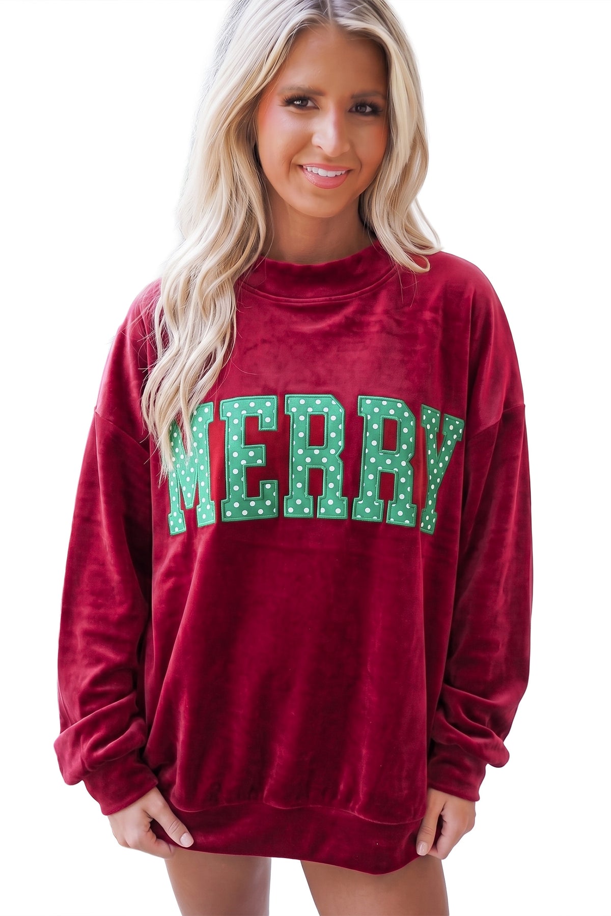 Coffee PRAY Embroidery Velvet Long Sleeve Sweatshirt