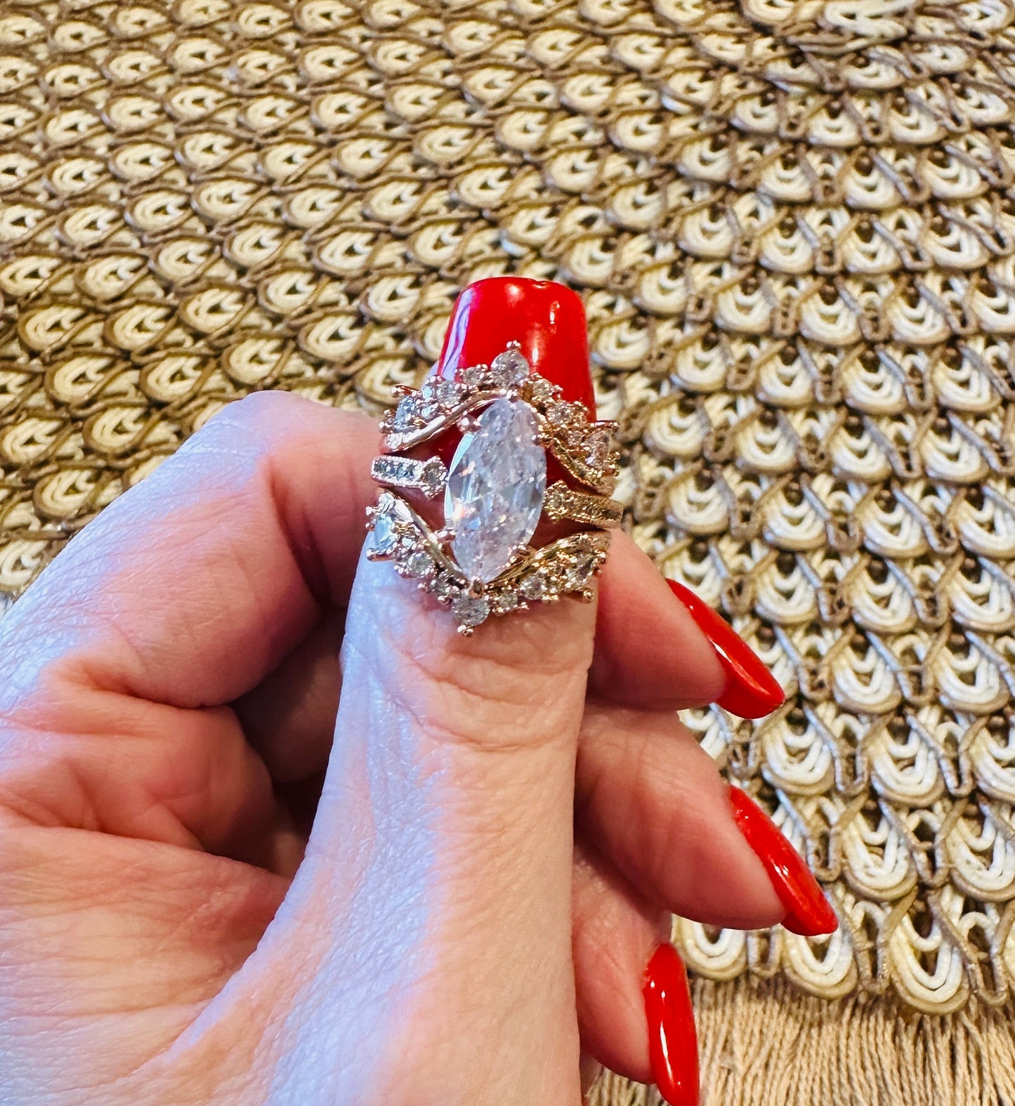 Rebecca 3 Piece Champagne Gold Ring Set