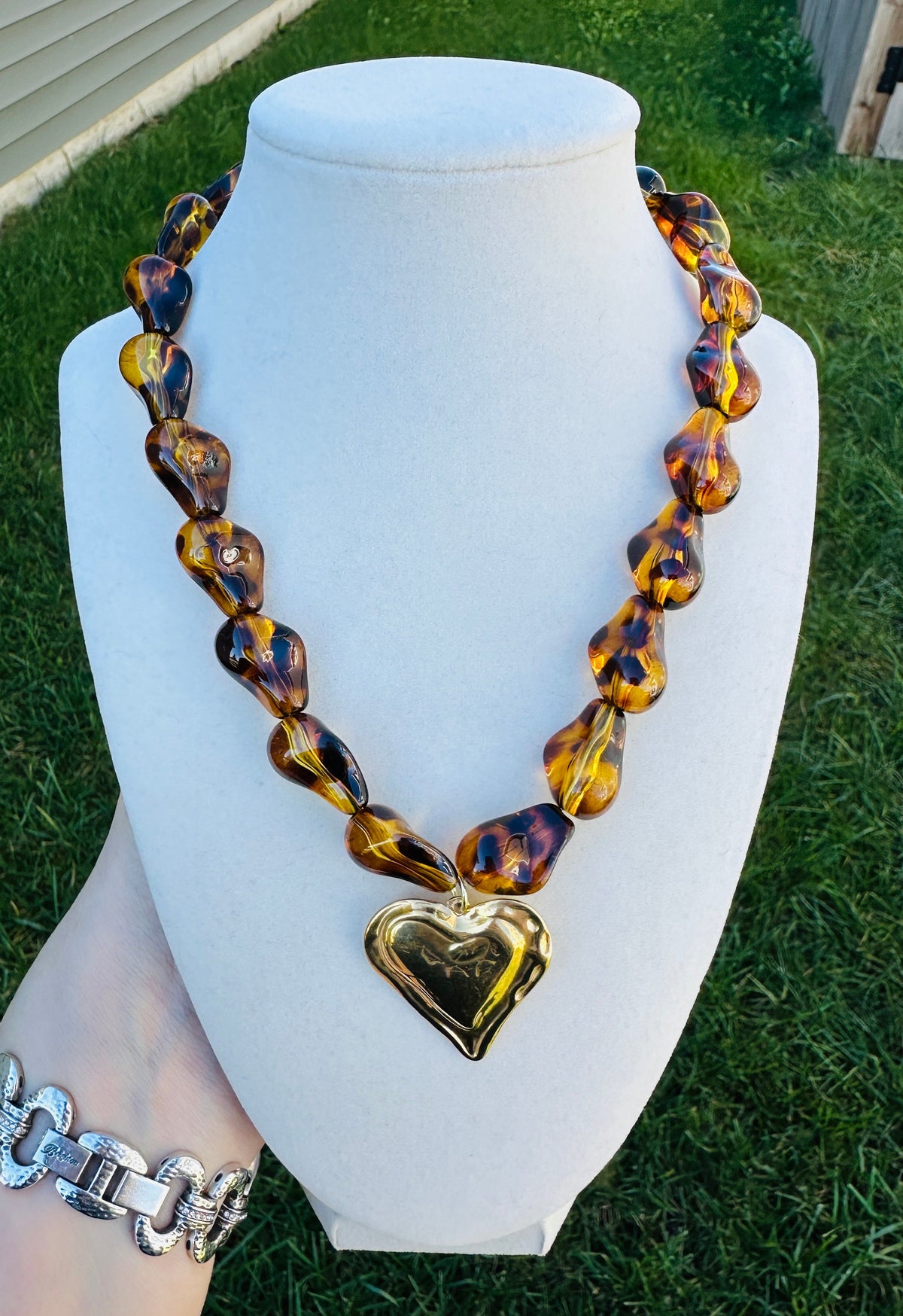 Leopard Luxe Heart Statement Necklace PREORDER