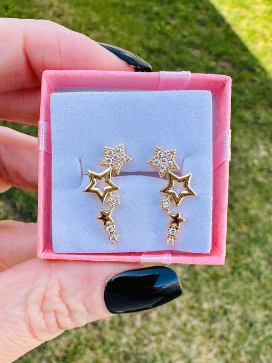 Stella Star Climber Earrings- Gold
