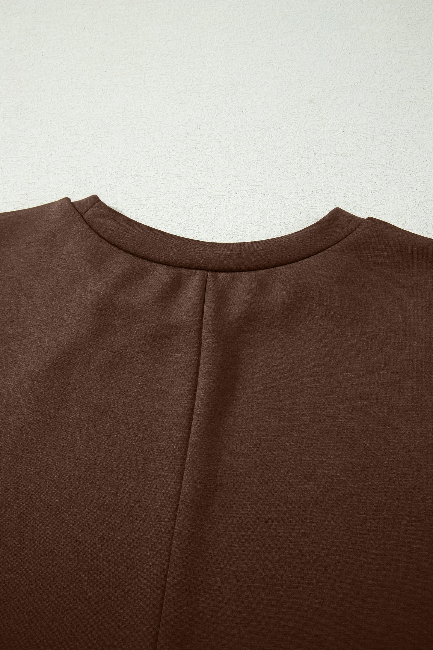 Red Sandalwood Solid Color Long T Shirt Dress with Slits
