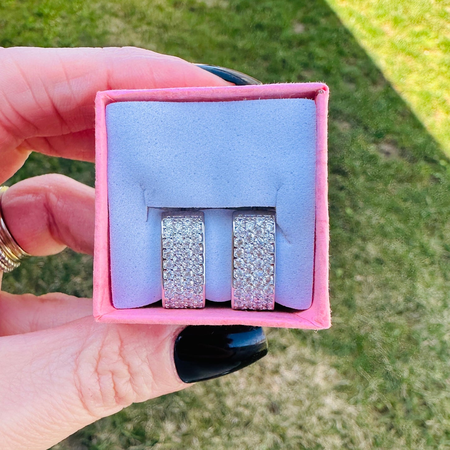 Vivienne Pave Hoops- Silver