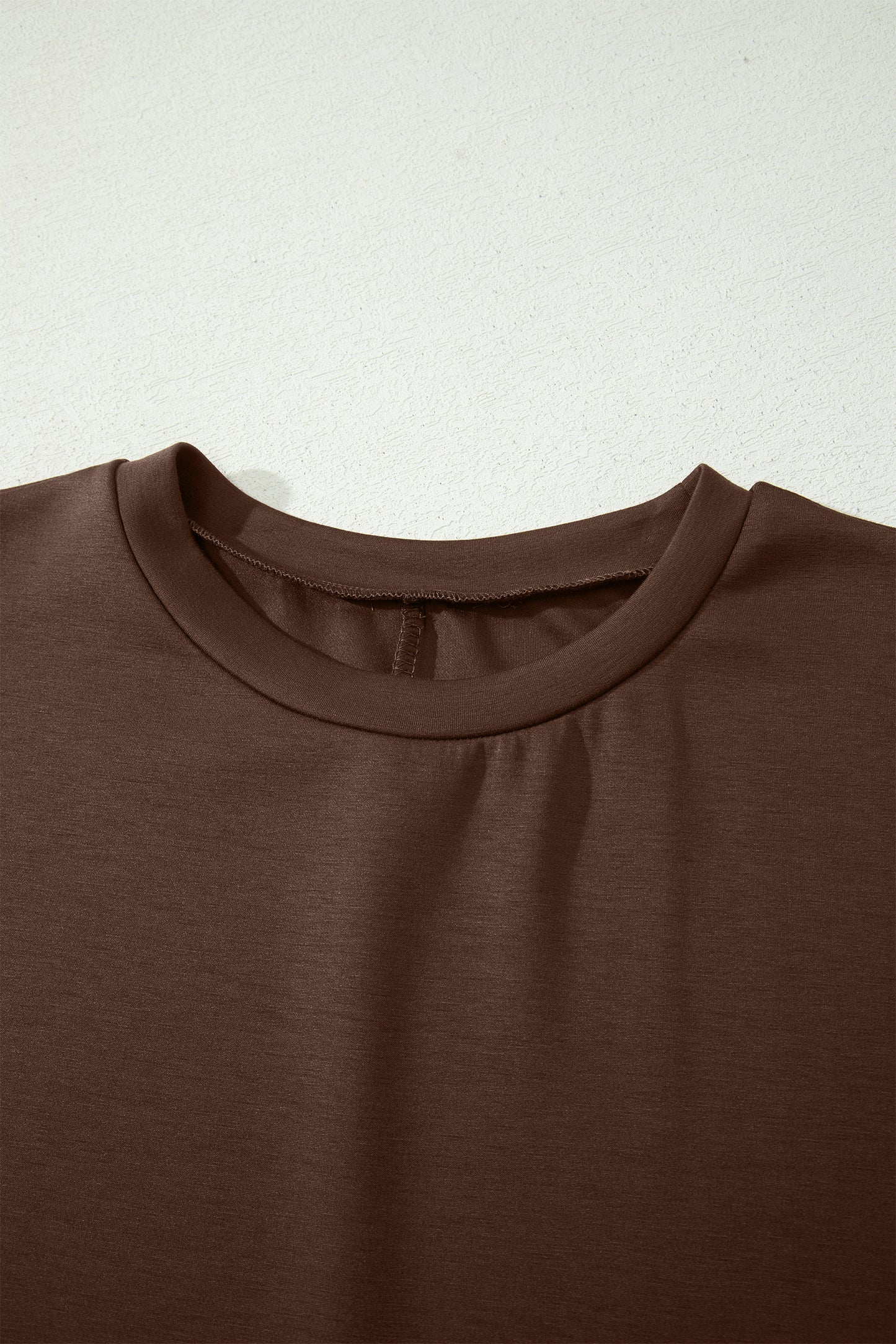 Red Sandalwood Solid Color Long T Shirt Dress with Slits
