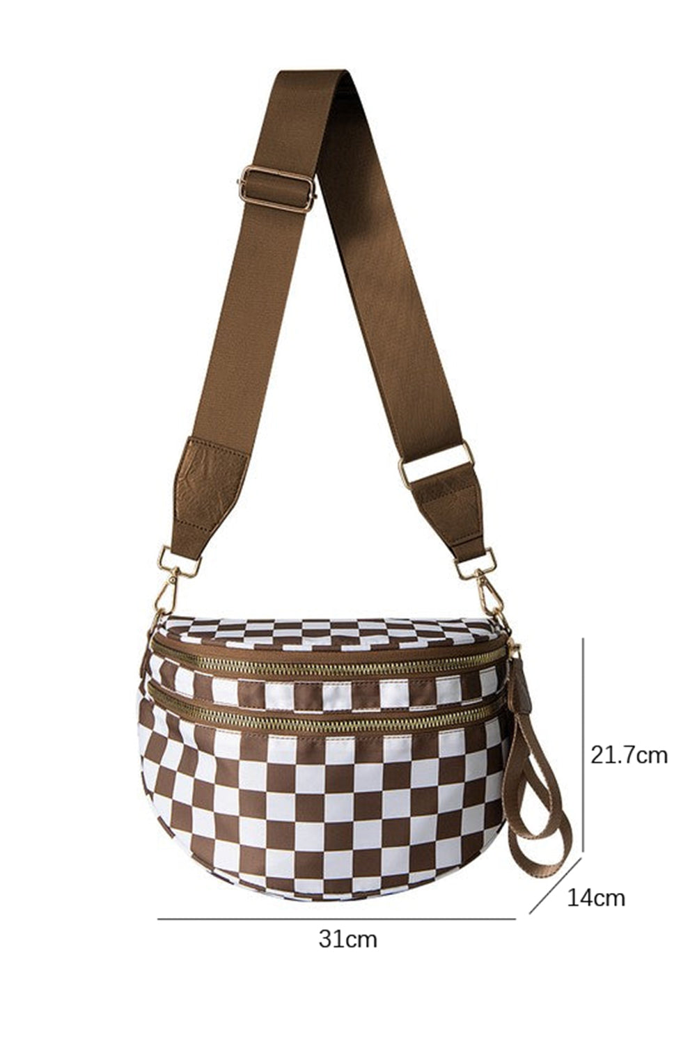 Black white Animal Spots Print Wide Strap Large Crossbody Bag