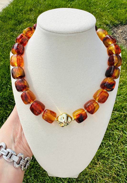 Golden Hour Tortoise Beaded Necklace
