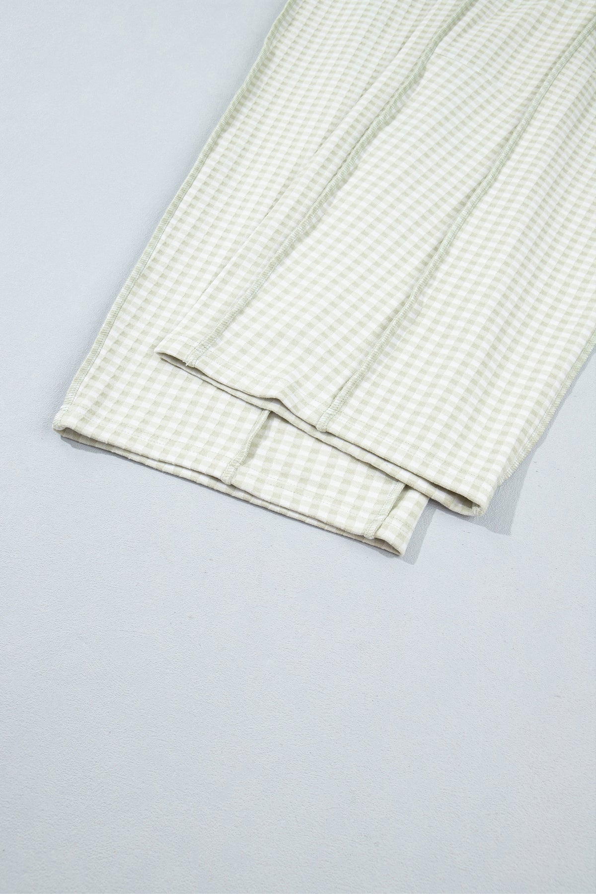 Brown Plaid Contrast Trim Drawstring Elastic Waist Shift Pants