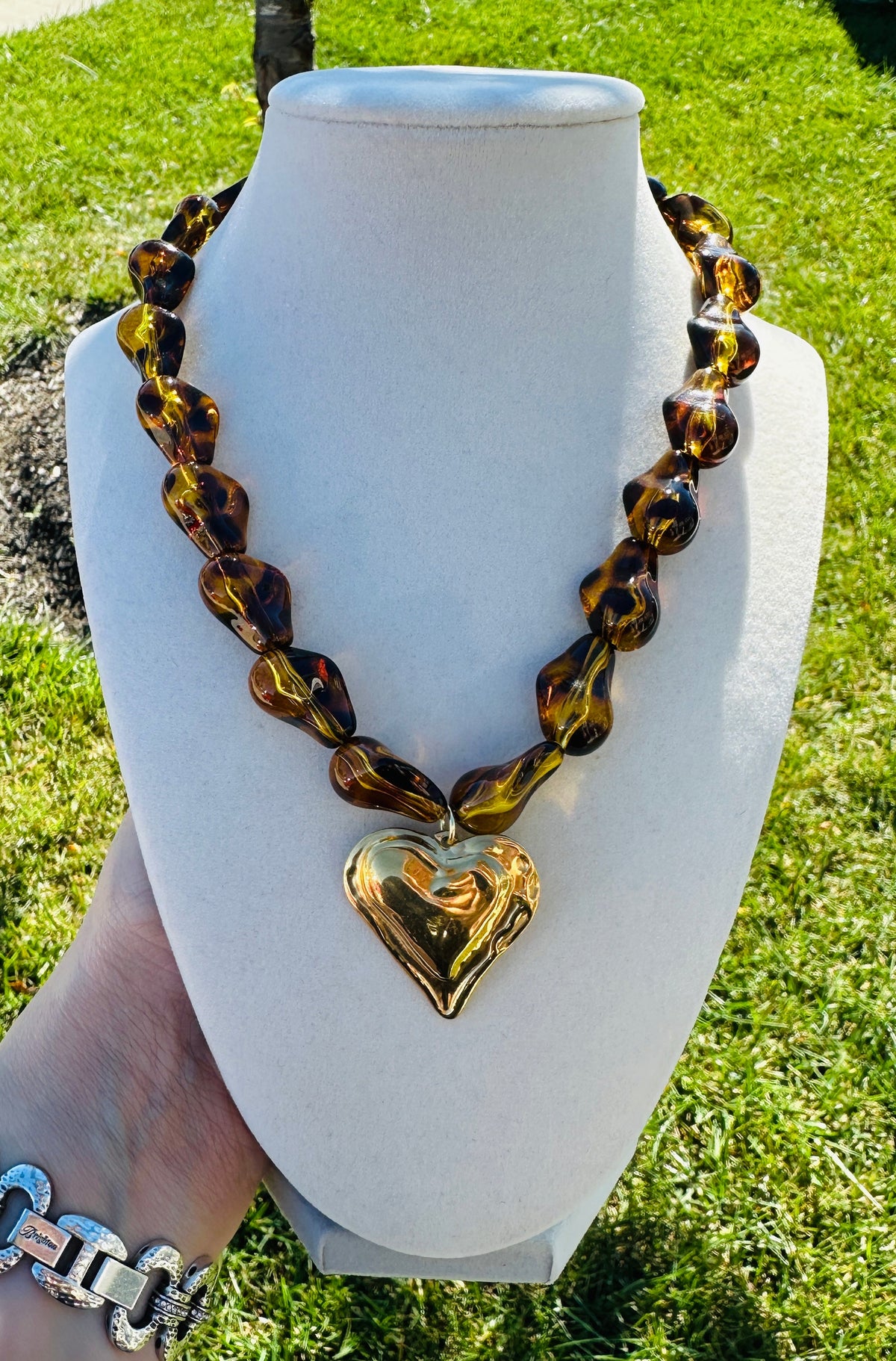 Leopard Luxe Heart Statement Necklace PREORDER