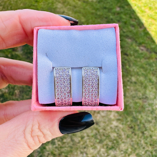 Vivienne Pave Hoops- Pink