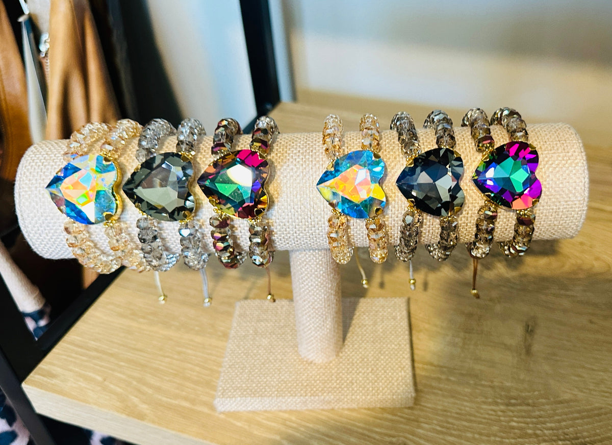 Luxe Crystal Heart Adjustable Bracelet