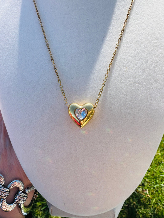 Amorette Waterproof Crystal Heart Necklace