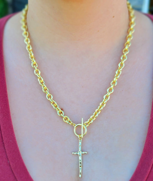 Faithful Waterproof Cross Toggle Necklace