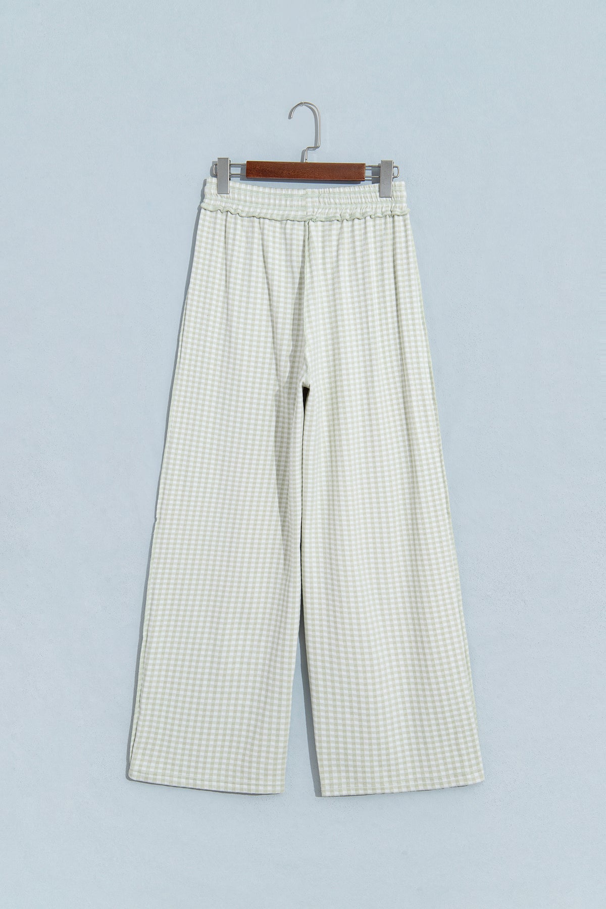 Brown Plaid Contrast Trim Drawstring Elastic Waist Shift Pants
