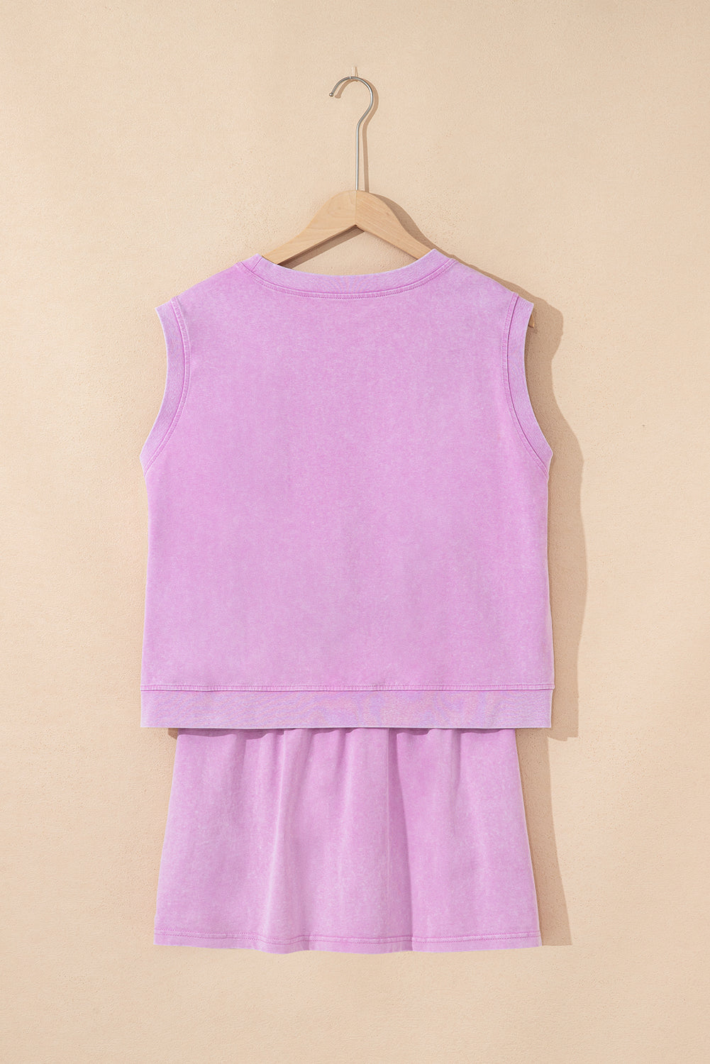 Phalaenopsis 2 Pieces Mineral Wash Cotton Tank Top Lined Split Skort Set