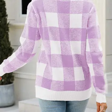 Plaid Colorblock Pullover Sweater JYYS037