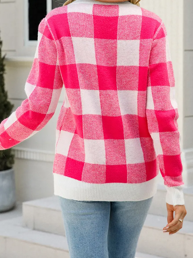 Plaid Colorblock Pullover Sweater JYYS037