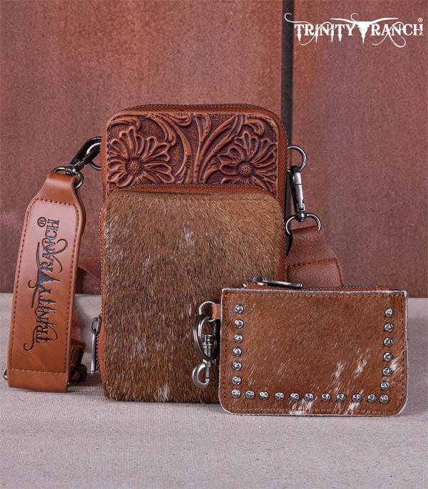 Trinity Ranch Cowhide Tooled Crossbody