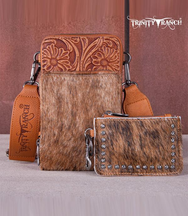 Trinity Ranch Cowhide Tooled Crossbody