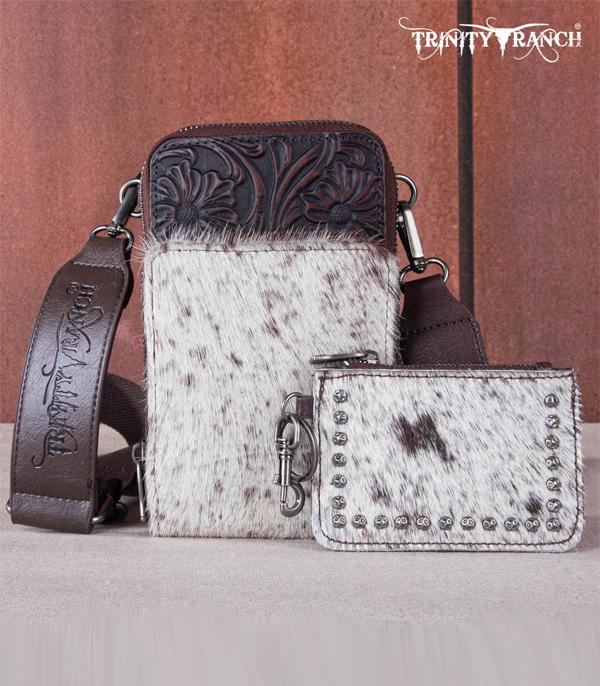 Trinity Ranch Cowhide Tooled Crossbody