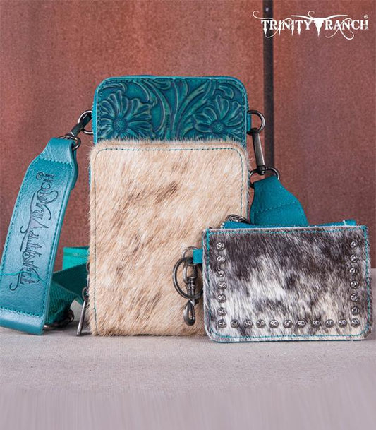 Trinity Ranch Cowhide Tooled Crossbody