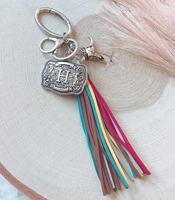 Initial Buckle Tassel Keychain