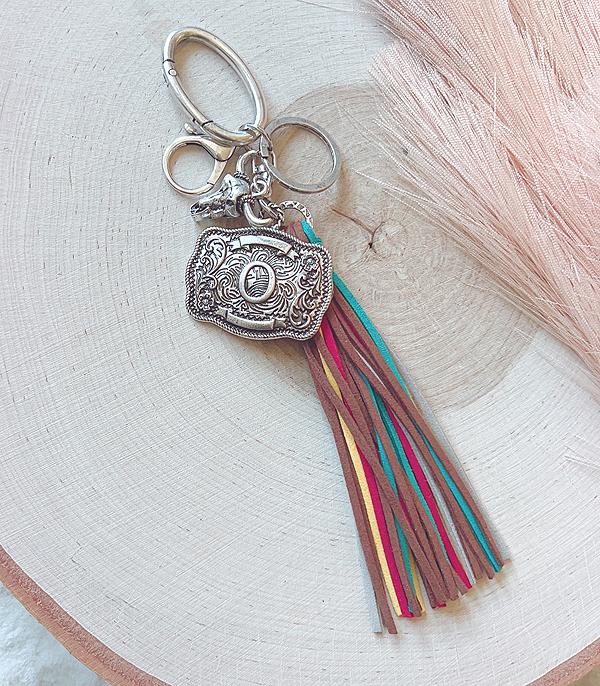 Initial Buckle Tassel Keychain