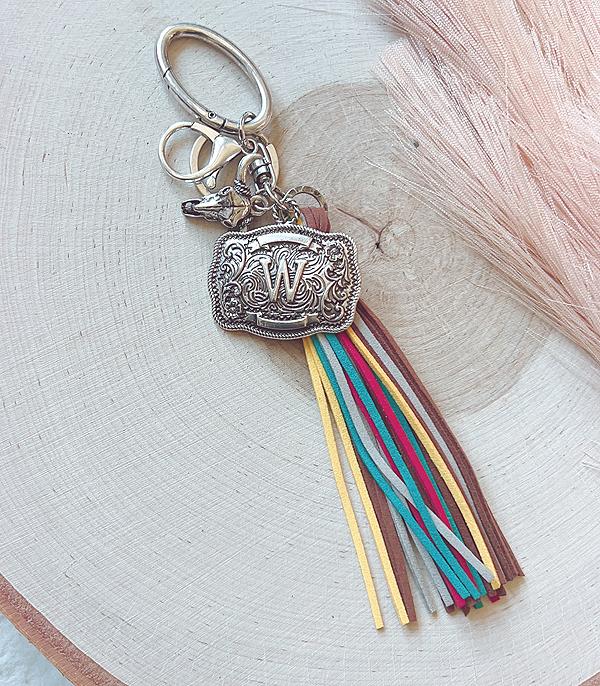 Initial Buckle Tassel Keychain