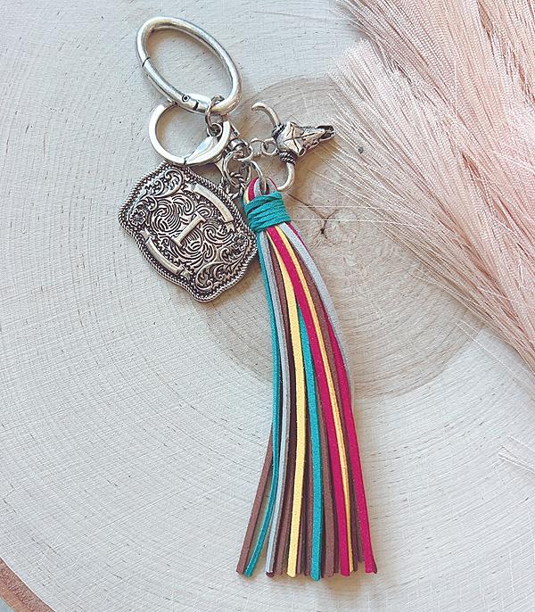 Initial Buckle Tassel Keychain