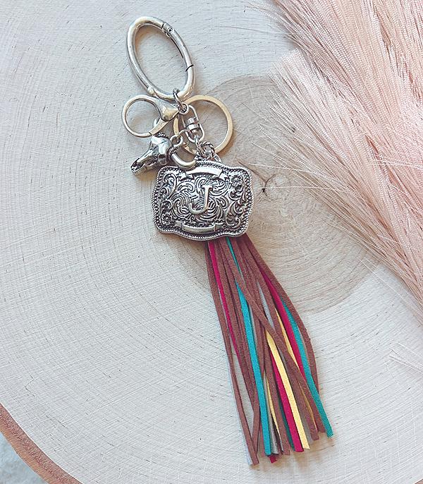 Initial Buckle Tassel Keychain