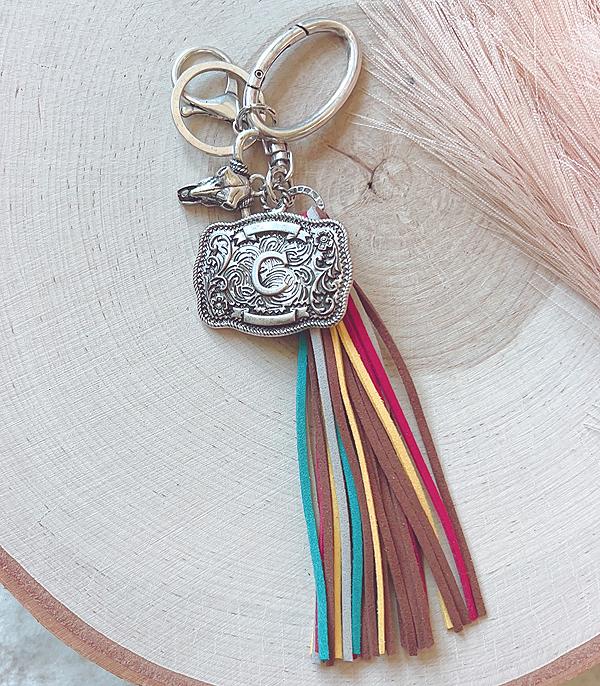 Initial Buckle Tassel Keychain