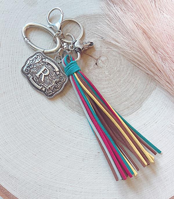 Initial Buckle Tassel Keychain