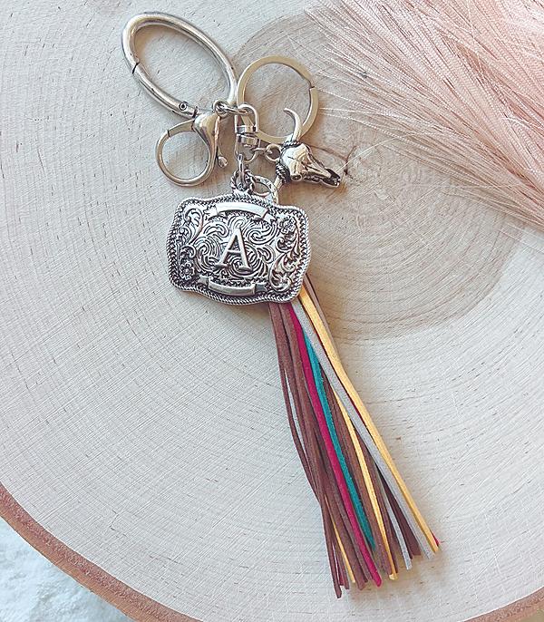 Initial Buckle Tassel Keychain