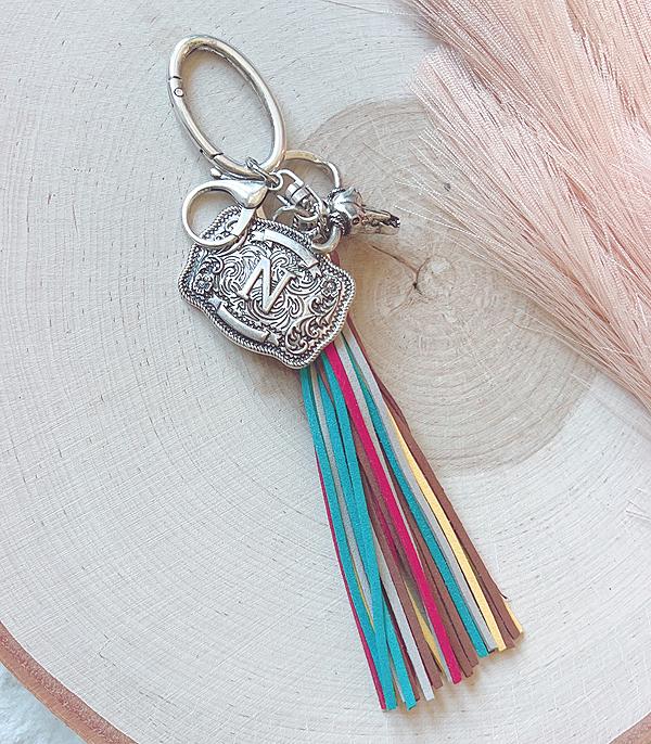 Initial Buckle Tassel Keychain