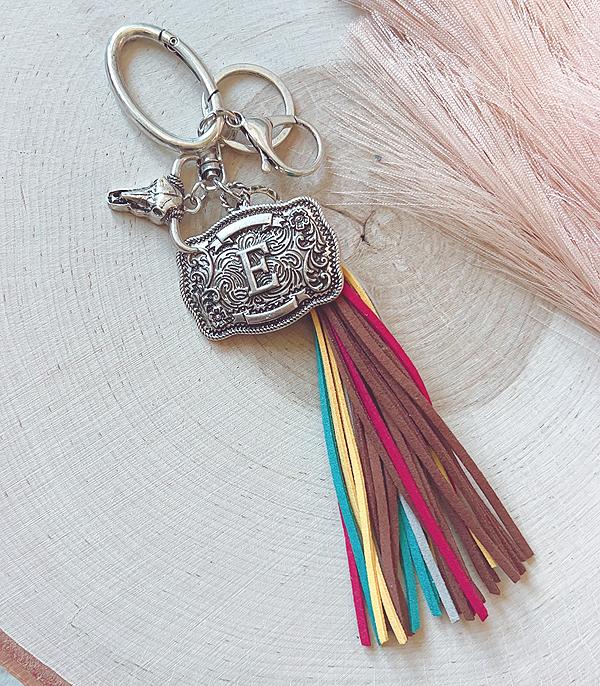 Initial Buckle Tassel Keychain