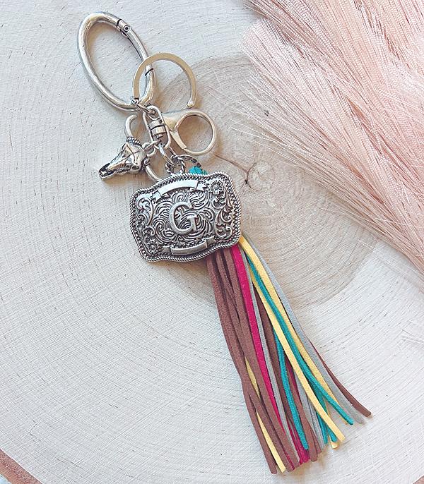 Initial Buckle Tassel Keychain