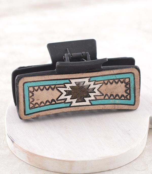 Leather Tooled Hair Claw Clip